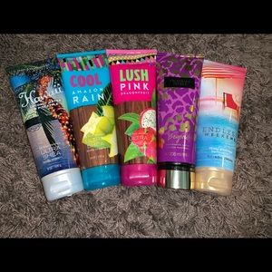 5 body creams bath and body works& victoria secret